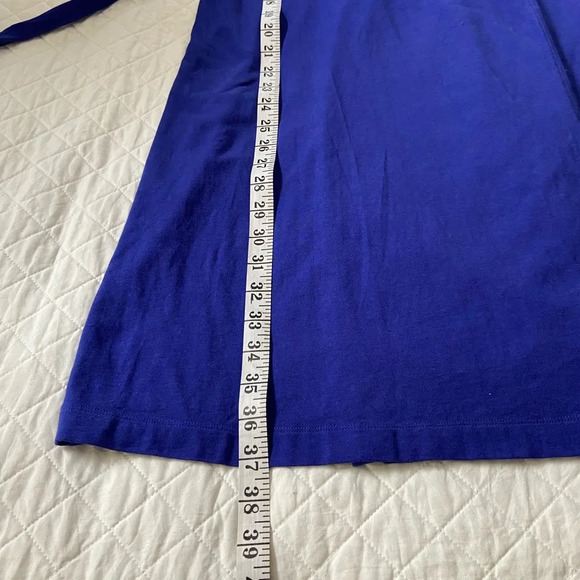 Lands' End Blue Wrap Midi Dress with Short Puff Sleeves V Neck Size Small - Picture 7 of 8